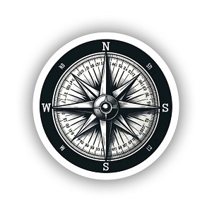 Vintage Compass Rose Sticker (Peel N' Stick) 