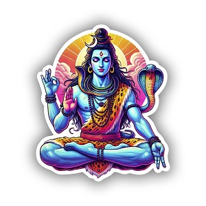 Shiva Hindu God Against The Backdrop of The Sun  Sticker (Peel N' Stick)