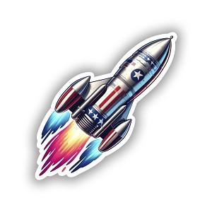 Retro-Futuristic Rocket Sticker (Peel N' Stick)