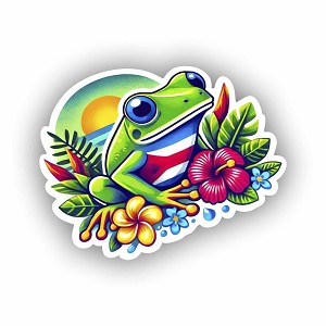 Vibrant Puerto Rican Coquí Frog  Sticker (Peel N' Stick)