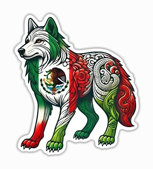 Mexico Wolf Flag Sticker (Peel N' Stick)