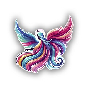 Vibrant Neon Gradient Angel  Sticker (Peel N' Stick) 