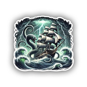Majestic Ship vs Kraken  Sticker (Peel N' Stick) 