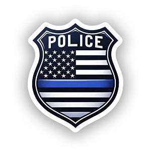 Realistic Police Badge Thin Blue Line Sticker  (Peel N' Stick)
