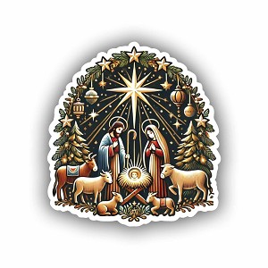 Holy Family with Animals Sticker (Peel N' Stick)