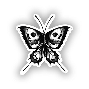 Creepy Skull Butterfly  Sticker (Peel N' Stick)