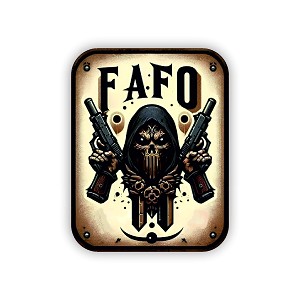 FAFO Fuck Around and Find Out Skull Gun  Sticker (Peel N' Stick)