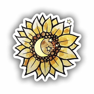 Moon Sunflower Sticker (Peel N' Stick)