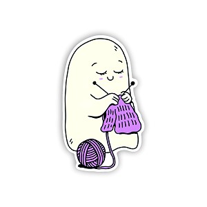 Ghost Knitting  Sticker (Peel N' Stick)
