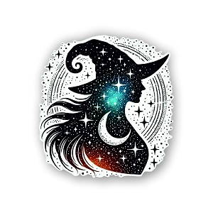 Celestial Witch Silhouette  Sticker (Peel N' Stick)