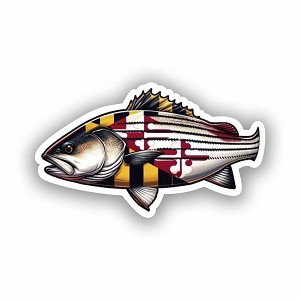 Realistic Maryland Flag Striped Bass  Sticker (Peel N' Stick)