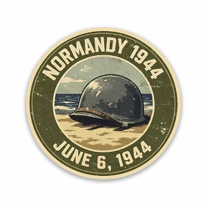 Normandy 1944 Retro Badge Precision Cut Decal