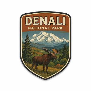 Denali National Park Shield  Sticker (Peel N' Stick)