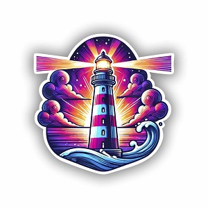 Vibrant Coastal Design with Sunset  Sticker (Peel N' Stick)