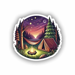 Outdoor Camping Tent with Hammock Sticker (Peel N' Stick) 