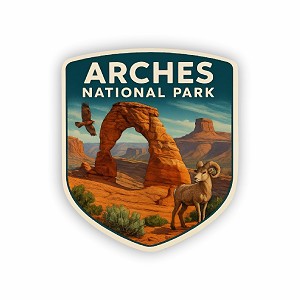 Arches National Park Shield  Sticker (Peel N' Stick)