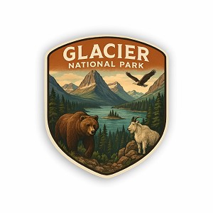 Glacier National Park Shield  Sticker (Peel N' Stick)