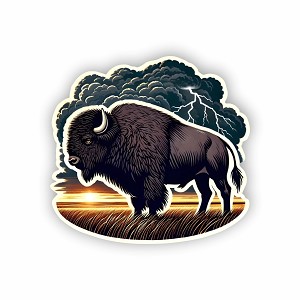 American Bison in Storm  Sticker (Peel N' Stick)