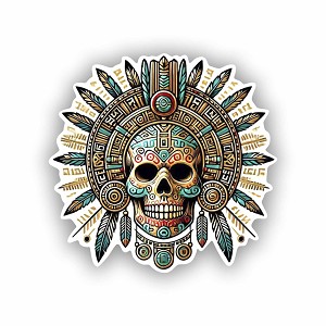 Aztec Warrior Skull  Sticker (Peel N' Stick)
