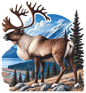 Realistic Alaskan Caribou Sticker (Peel N' Stick)