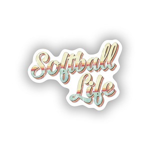 Softball Life Vintage Softball Fan  Sticker (Peel N' Stick)