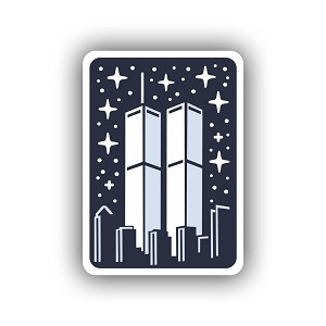 Twin Towers Under Starry Sky Sticker (Peel N' Stick)