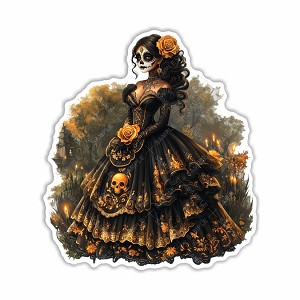 Catrina, Day of the Dead, Skull , Sticker, Peel N' Stick 