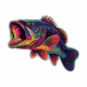 Psychedelic Largemouth Bass Fish, Sticker  (Peel N' Stick)