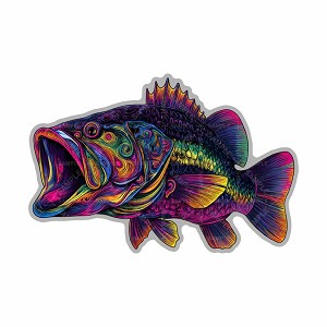 Psychedelic Largemouth Bass Fish, Sticker  (Peel N' Stick) 