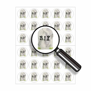 Halloween Grave Stone Round Dot Stickers