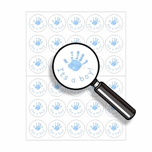 Blue Baby Handprints Gender Reveal it's a boy  Round Dot Stickers