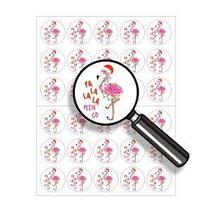 Christmas Flamingo Tropical  Round Dot Stickers