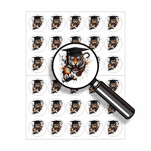 Graduation Tiger Round Dot Stickers