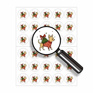 Chihuahua Christmas Dog Round Dot Stickers