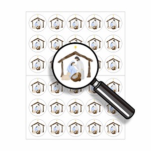 Christmas Nativity Scene Round Dot Stickers