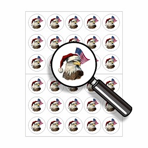 Patriotic Eagle USA Christmas  Round Dot Stickers