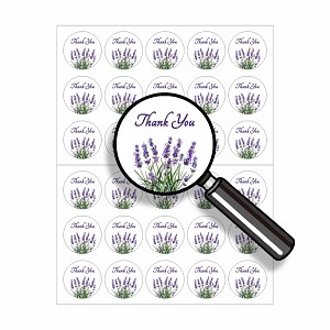 Thank You Purple Flowers Lavender  Round Dot Stickers