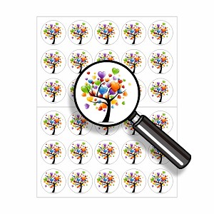 Pretty Heart Tree  Round Dot Stickers