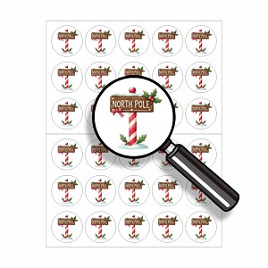 Christmas North Pole  Round Dot Stickers