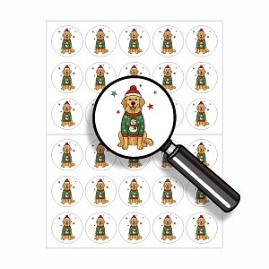 Golden Retriever Christmas Dog  Round Dot Stickers