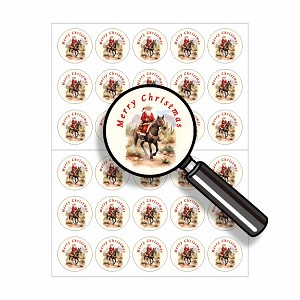 Merry Christmas Cowboy Santa  Round Dot Stickers Set