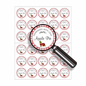 Apple Pie Homemade with Love Round Dot Stickers Set