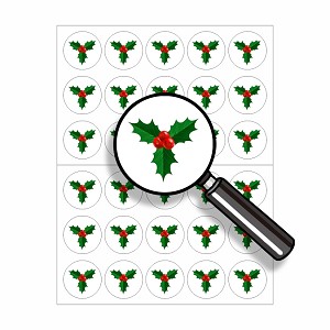Christmas Holly Berries Round Dot Stickers Set