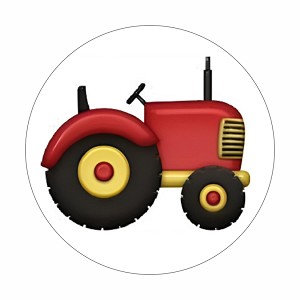 Red Tractor Round Dot Stickers Set