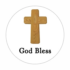 Easter Cross God Bless Christian Round Dot Stickers Set