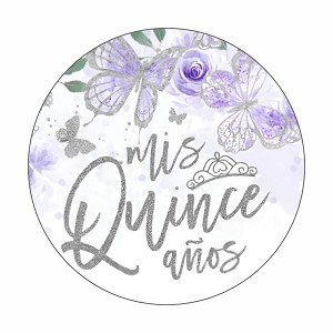 Mis Quince Anos Birthday Spanish Butterflies Round Dot Stickers Set 