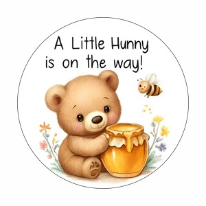 A Little Hunny is ON The Way Honey Bear  Round Dot Stickers Set