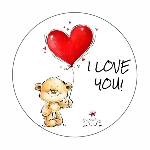 I Love You Heart Bear Round Dot Stickers Set