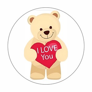 I Love You Bear Round Dot Stickers Set