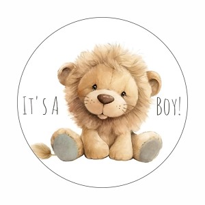 It's A BOY Baby Lion Round Dot Stickers Set